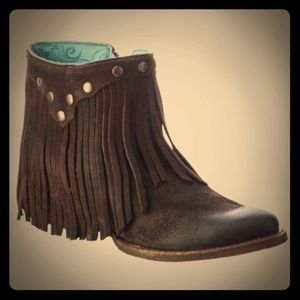Corral leather fringe ankle boots